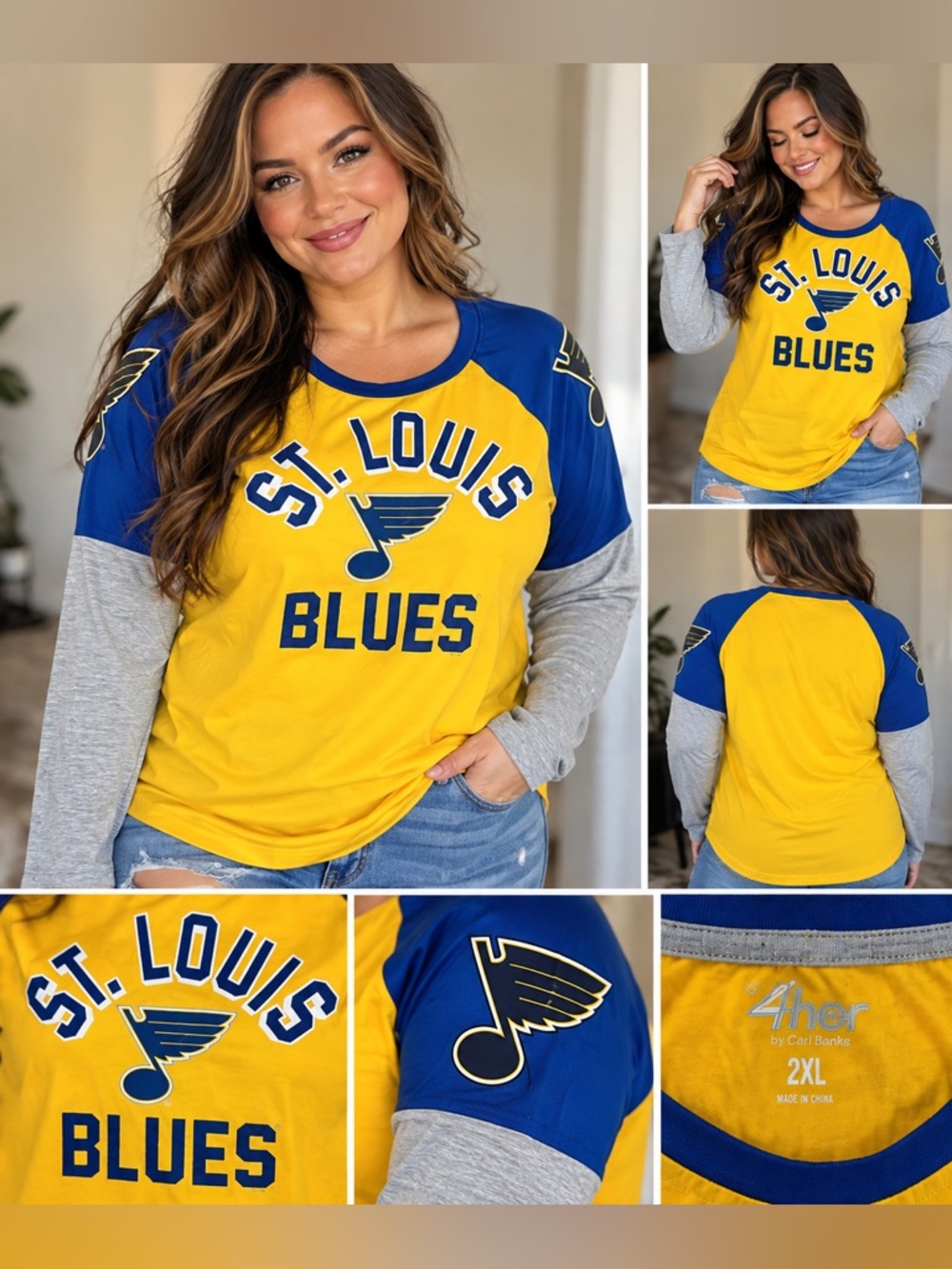 🏒 St. Louis Blues 4Her Women’s Long Sleeve Shirt – 2XL 💙💛